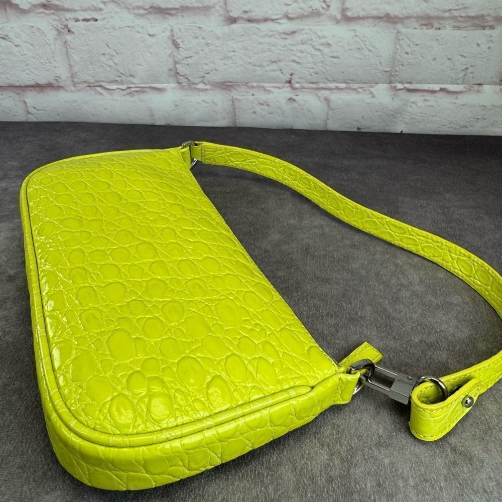 By Far Rachel Acid Green Croc-Embossed Women's Bag New - Picture 7 of 14